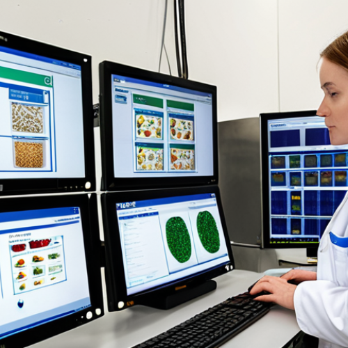 **

Prompt:  A modern food processing plant interior.  Focus on traceability.  An ERP system interface on a large screen displays a detailed supply chain map of ingredients, with lot numbers, supplier information, and quality certificates linked to each batch.  Technicians in lab coats are monitoring the screen.  Emphasis on clean, efficient, and data-driven quality control.

**