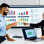 A diverse team of professionals in modest business attire, gathered around a large interactive screen displaying a user-friendly project management dashboard. They are collaborating, pointing at tasks and discussing, with laptops and notebooks open on a clean, modern conference table. The office environment is bright and organized, emphasizing seamless communication and efficient workflow. fully clothed, appropriate attire, safe for work, professional, perfect anatomy, correct proportions, natural pose, well-formed hands, proper finger count, natural body proportions, professional photography, high quality.