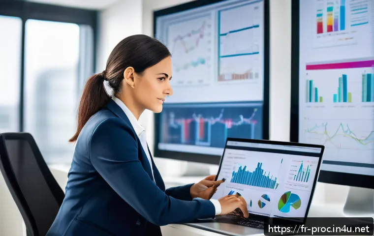 공정관리 기술자 채용 트렌드 및 요구사항 - A professional project manager in a modern office environment, analyzing complex financial data on m...