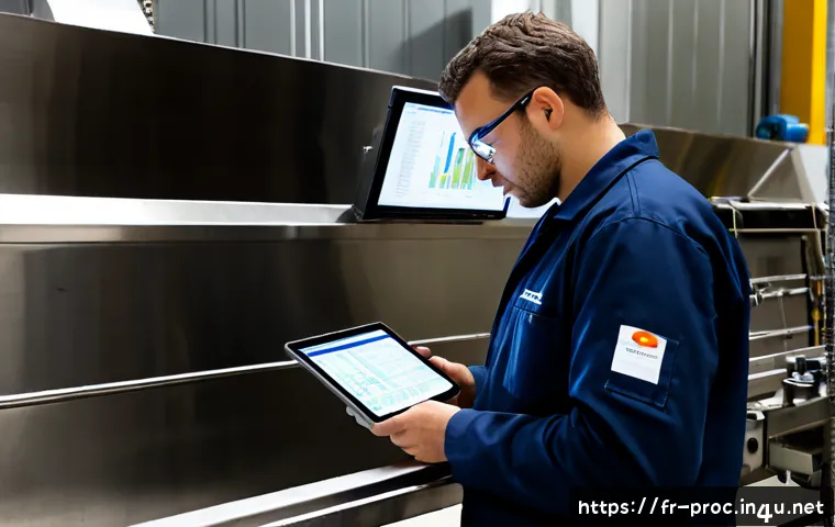 공정관리 기술자가 선호하는 도구 및 소프트웨어 - Photorealistic French industrial process control technician in a clean food-processing facility near...
